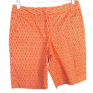 Liz Claiborne Women's Orange Mid Rise Zip Front Stretch Bermuda Shorts Size 6